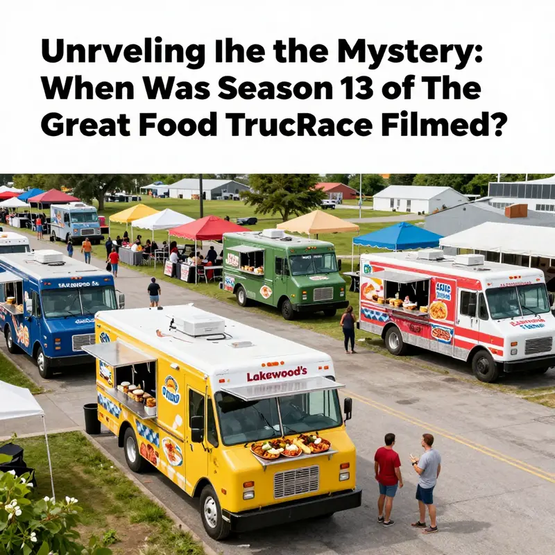 A lively food truck park in Lakewood, filled with diverse food trucks and smiling customers enjoying delicious street food.