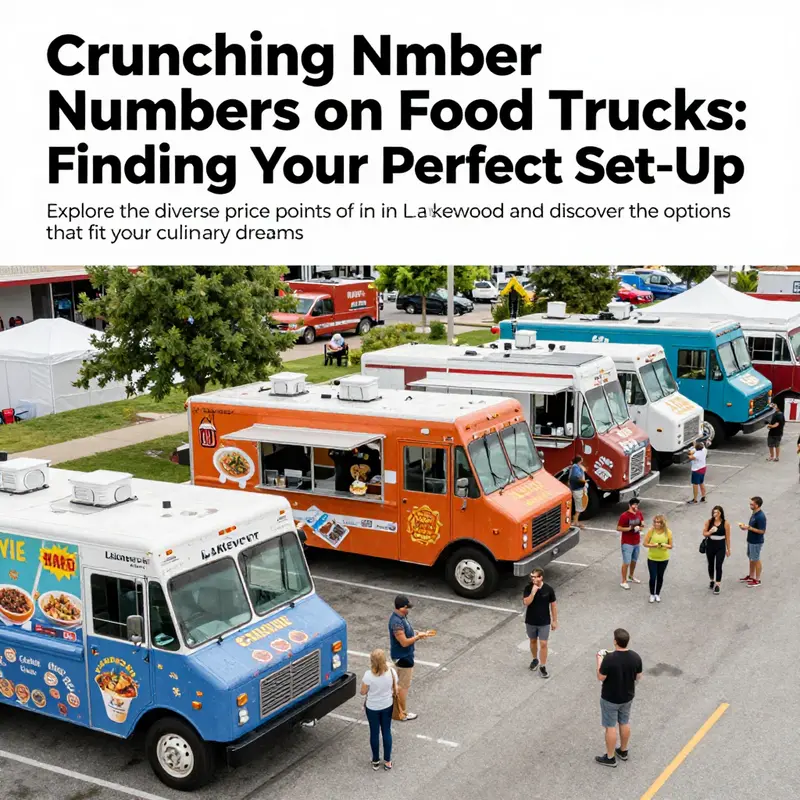 Multiple food trucks at a festival in Lakewood, with people enjoying diverse cuisines and a festive atmosphere.
