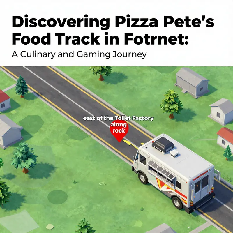 A map pinpointing the exact location of Pizza Pete’s Food Truck in Fortnite.