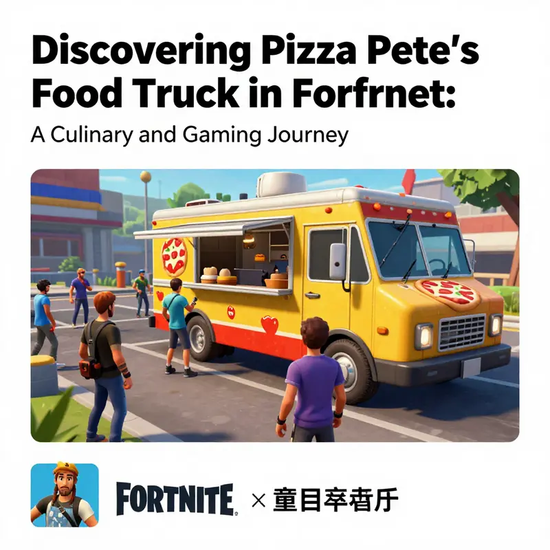 A map pinpointing the exact location of Pizza Pete’s Food Truck in Fortnite.