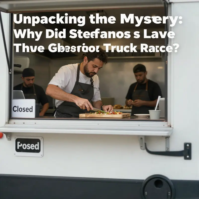 An empty food truck symbolizing the uncertainty surrounding Stefanos’s departure.