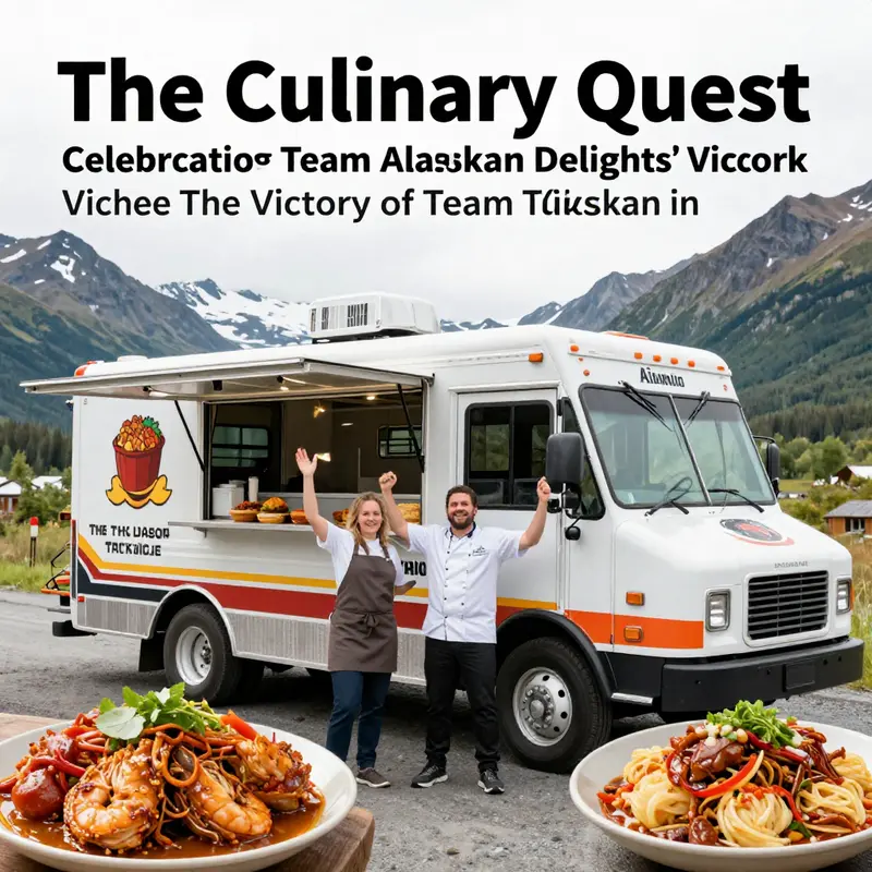 Chefs Katie and Jason D’Amico celebrate their victory with the stunning Alaskan landscape as a backdrop.