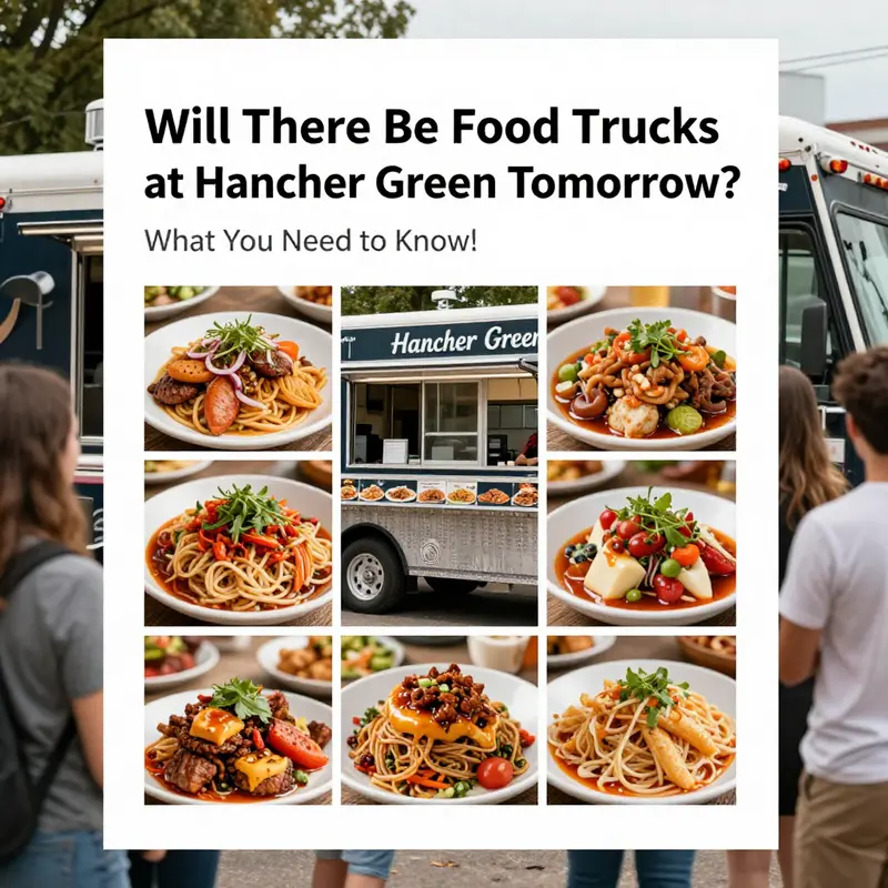 A lively scene of attendees enjoying the ambiance at Hancher Green, showcasing the community love for food trucks.