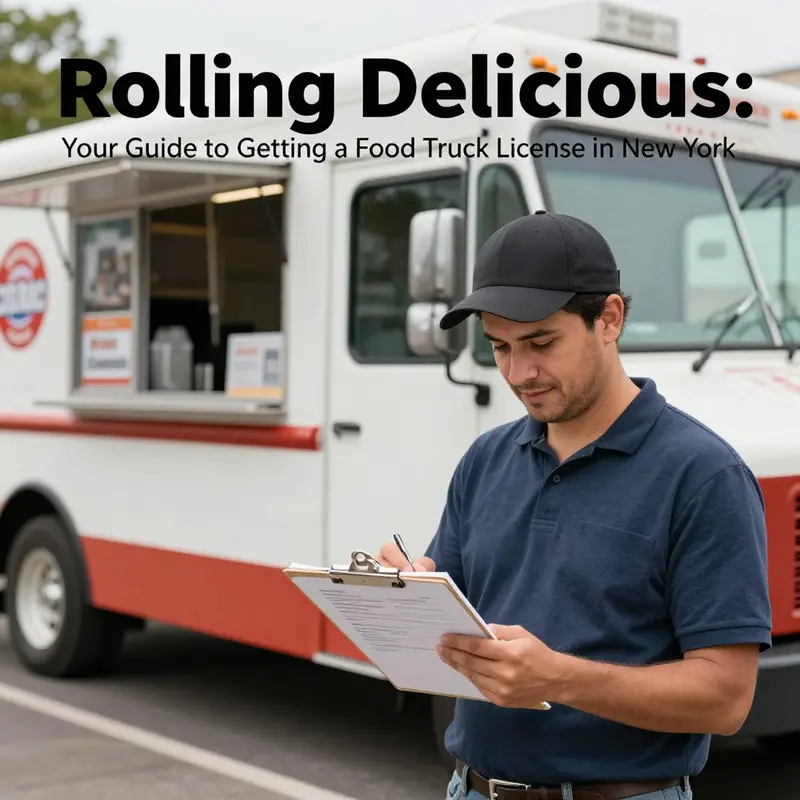 Diverse food trucks parked on a busy street, representing the vibrant food culture of NYC.