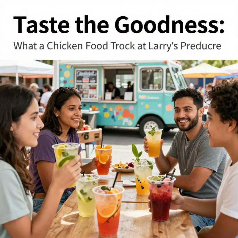 An overview of the inviting food truck offering a diverse menu at Larry’s Produce.
