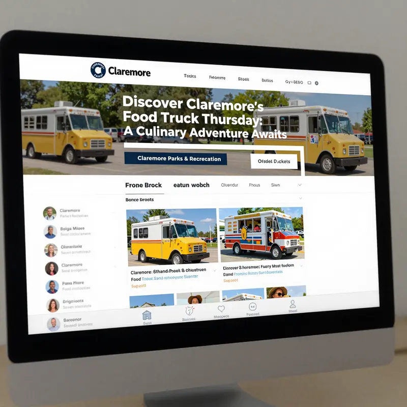 Food trucks lining up at Claremore City Park during Food Truck Thursday.