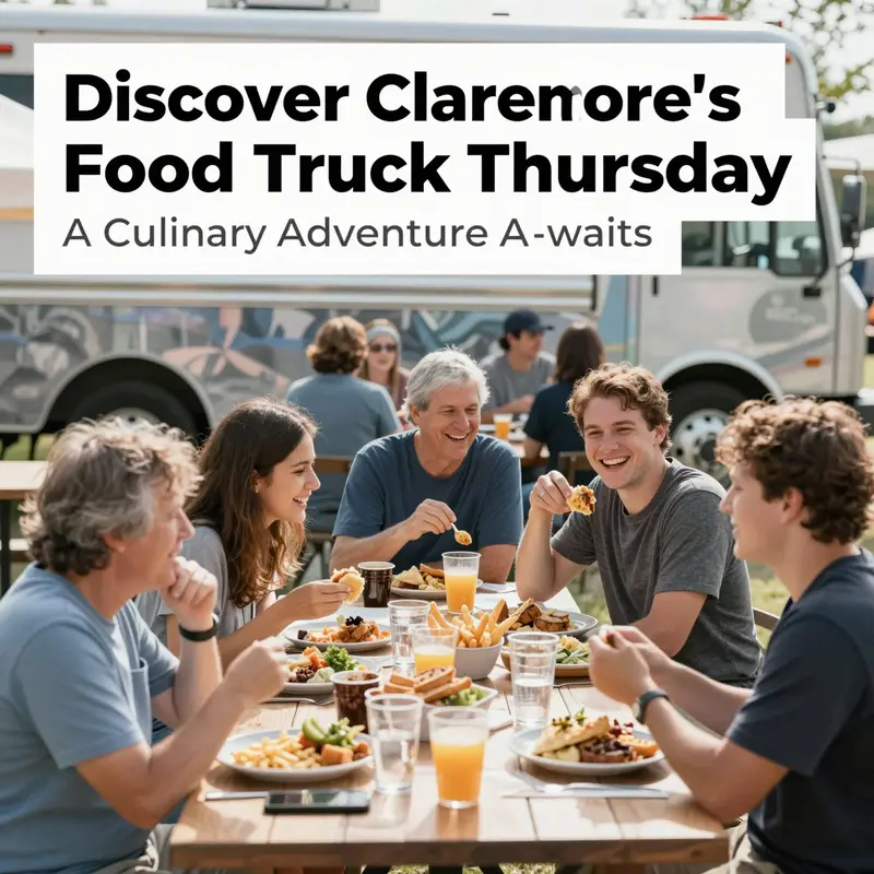 Food trucks lining up at Claremore City Park during Food Truck Thursday.