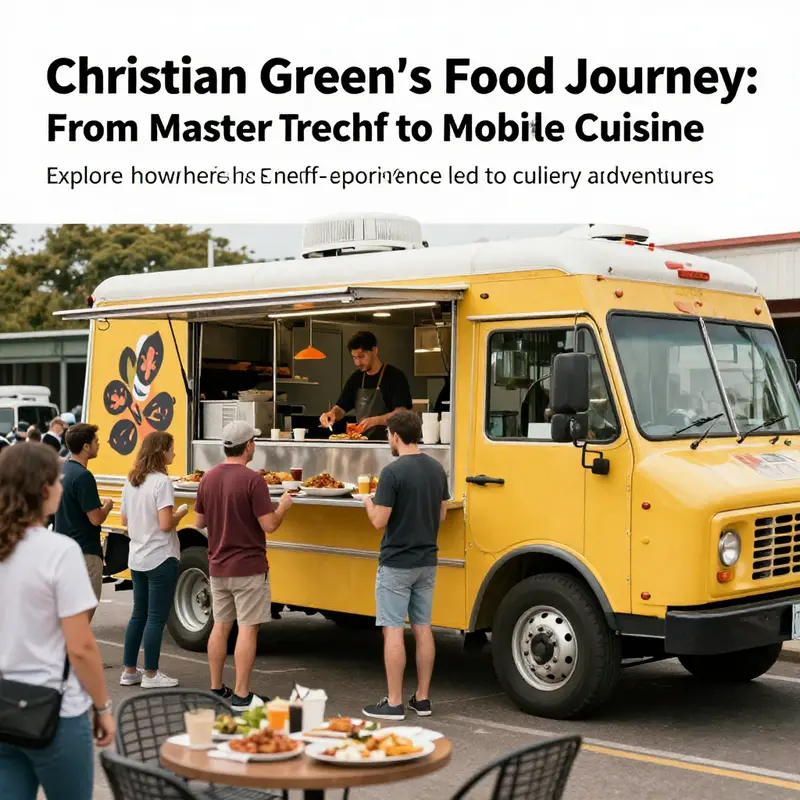 A colorful scene of Christian Green’s food truck in action, serving food to excited customers in Lakewood.