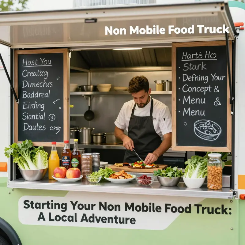 A glimpse into a well-organized food truck kitchen showcasing a unique menu concept.