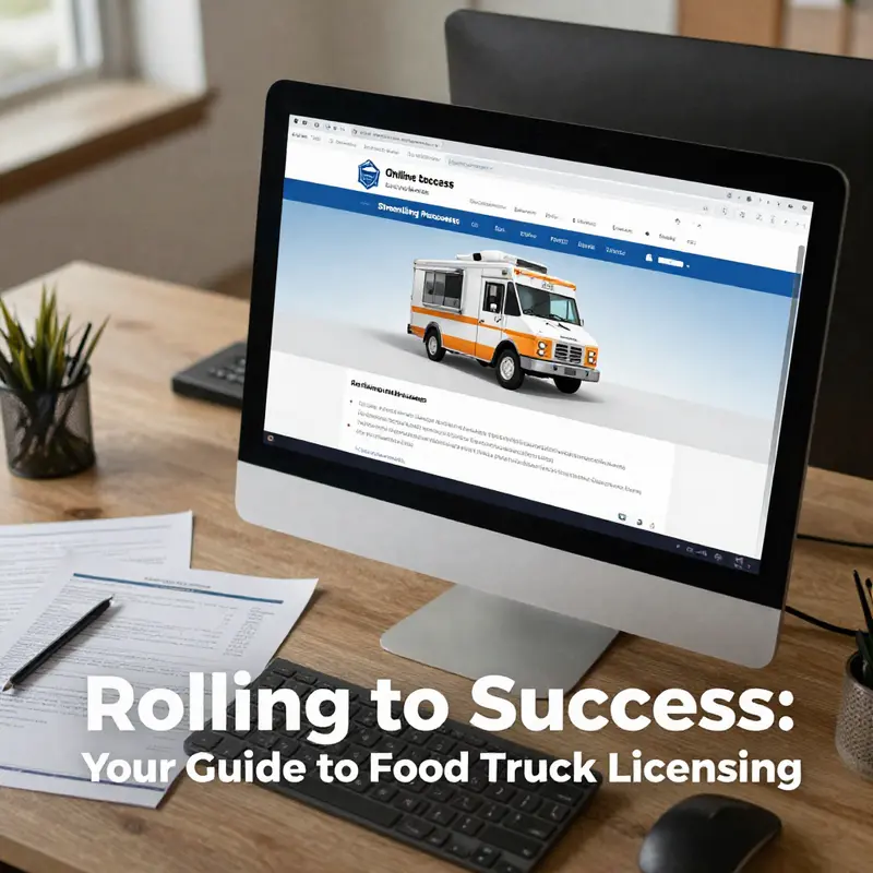 Food truck operators showcasing their business license while serving happy customers.