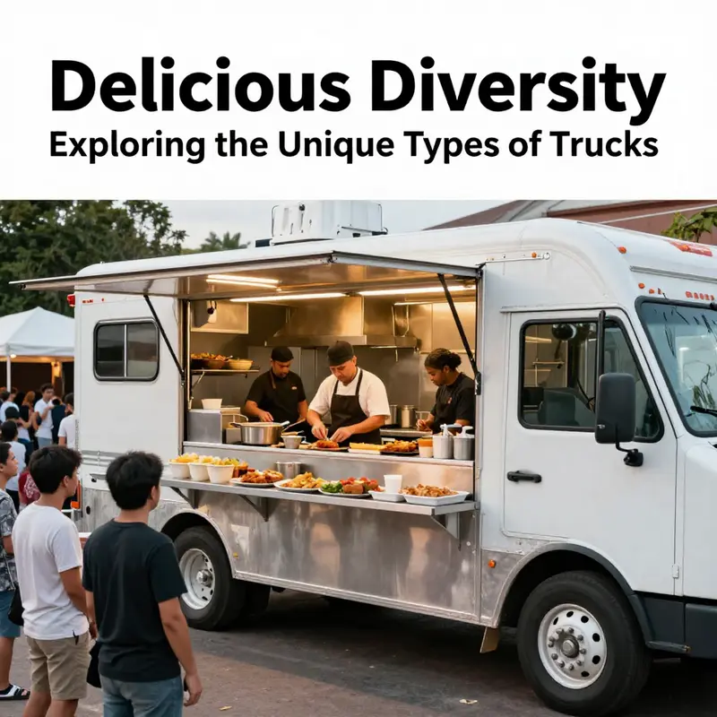 A box-style food truck busy serving a crowd, showcasing its versatility in menu offerings.