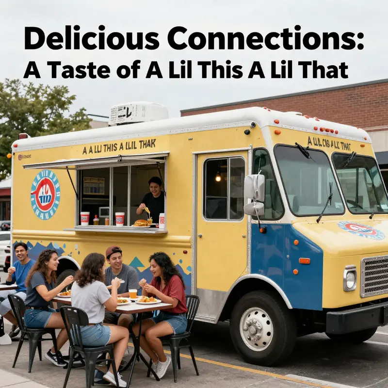 A colorful food truck serving customers in an urban landscape, illustrating community engagement.