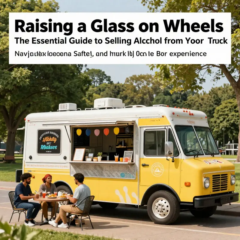 Food truck serving food and drinks in a picturesque park setting.