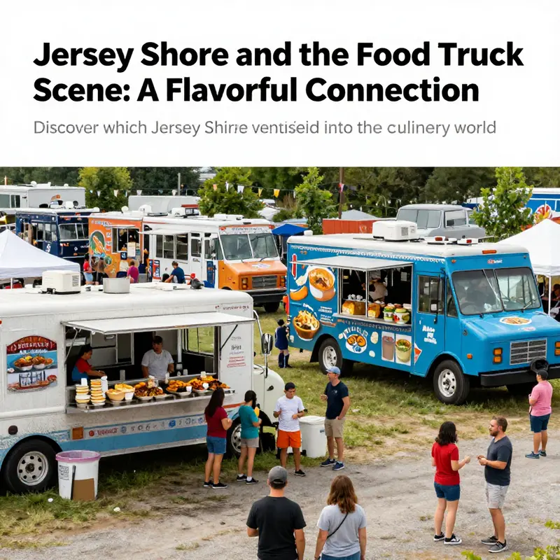 A colorful food truck festival with diverse food trucks and joyful attendees enjoying various cuisines.