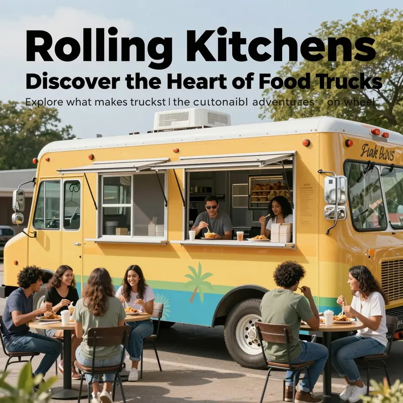 A colorful food truck with customers enjoying their meals in Lakewood, representing community engagement through food.