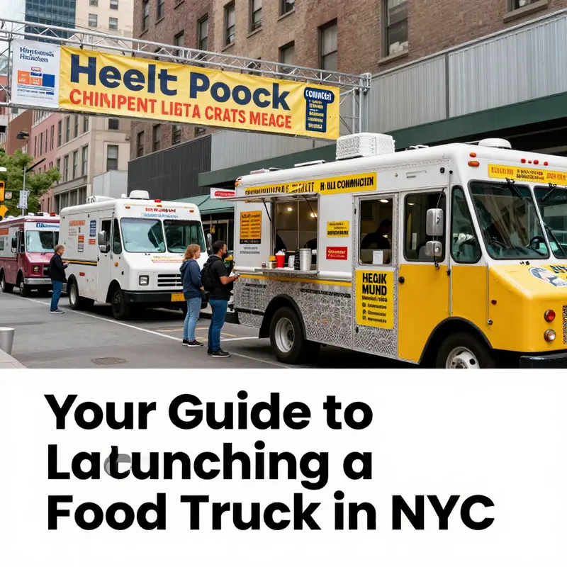 An aspiring food truck operator ready to serve delicious food amidst NYC’s vibrant skyline.