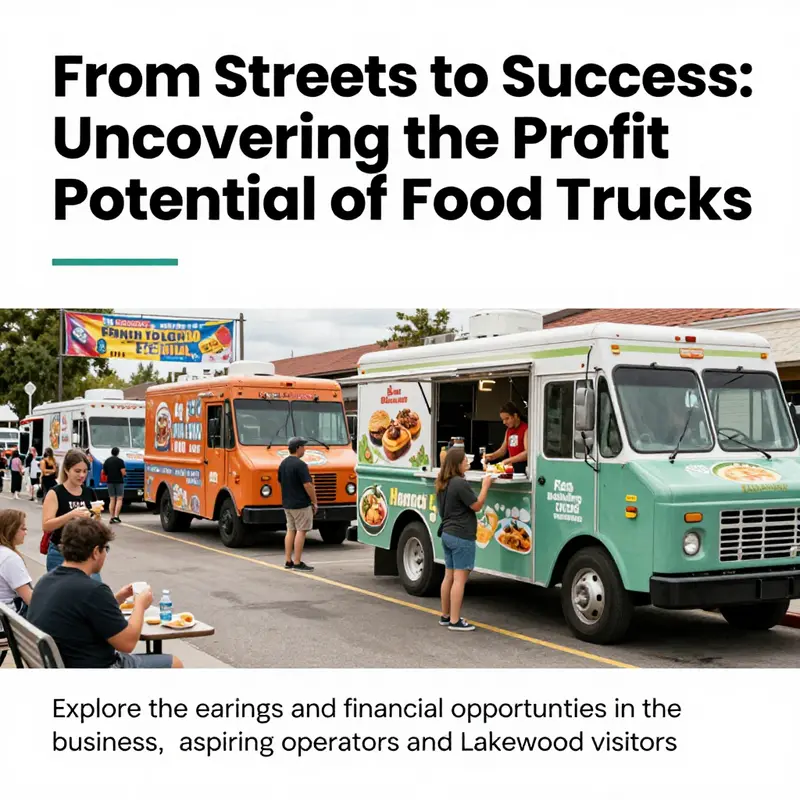 A vibrant community scene with food trucks and patrons enjoying delicious street food.