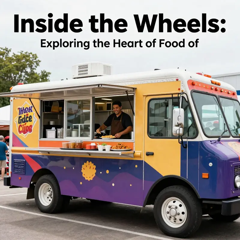 A lively food truck scene with a chef serving happy customers.