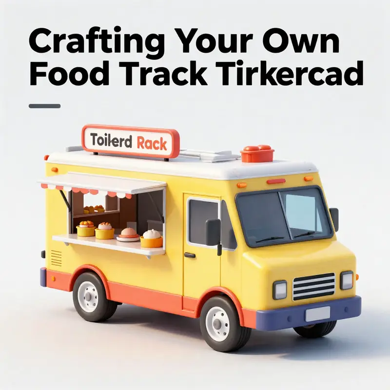 An overview of the complete food truck model in Tinkercad, highlighting its vibrant design.