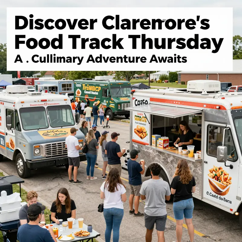 Food trucks lining up at Claremore City Park during Food Truck Thursday.