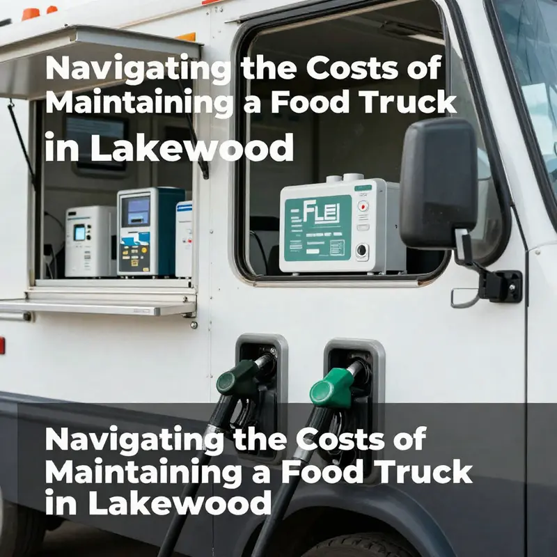 A food truck bustling with customers, symbolizing the monthly costs associated with running such a popular business.