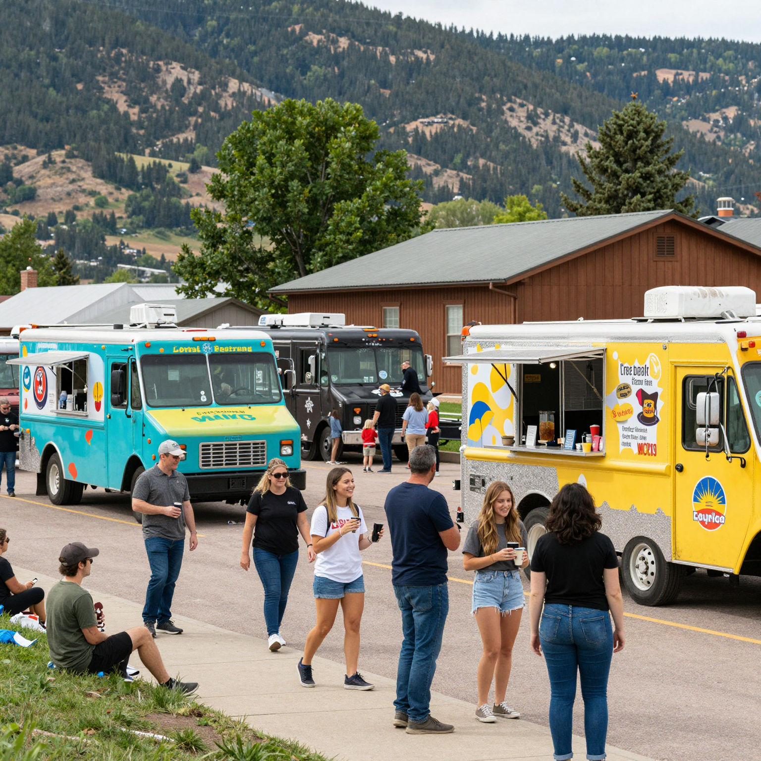 A vibrant community scene in Lakewood during the Great Food Truck Race