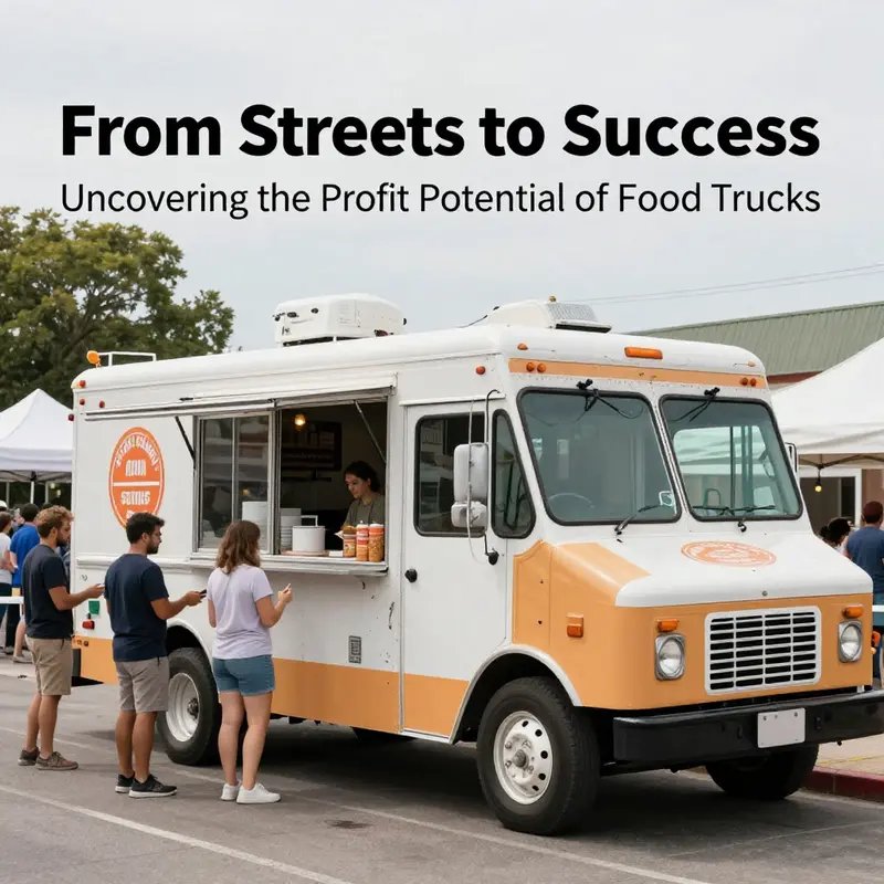 A bustling food truck scene highlighting the daily earnings potential.