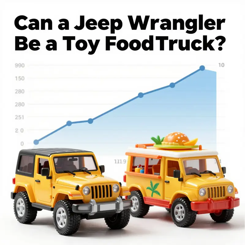 A playful rendition of a toy food truck styled as a Jeep Wrangler, ready for play.