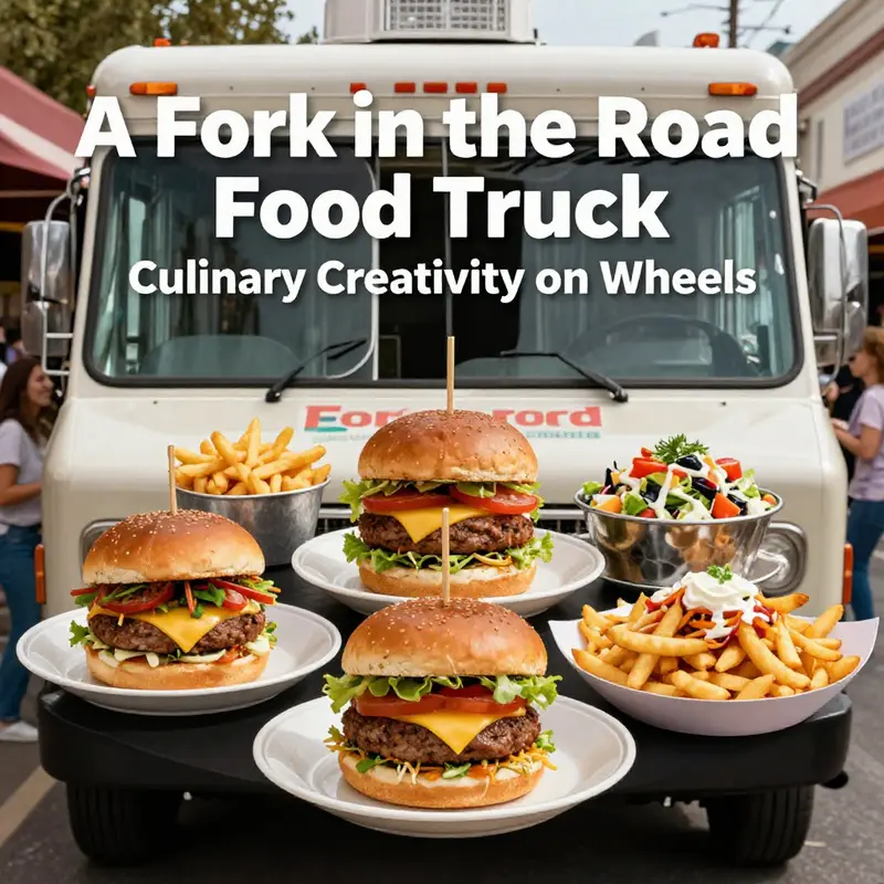 An enticing display of diverse dishes from A Fork in the Road Food Truck’s menu, highlighting the creativity behind their offerings.