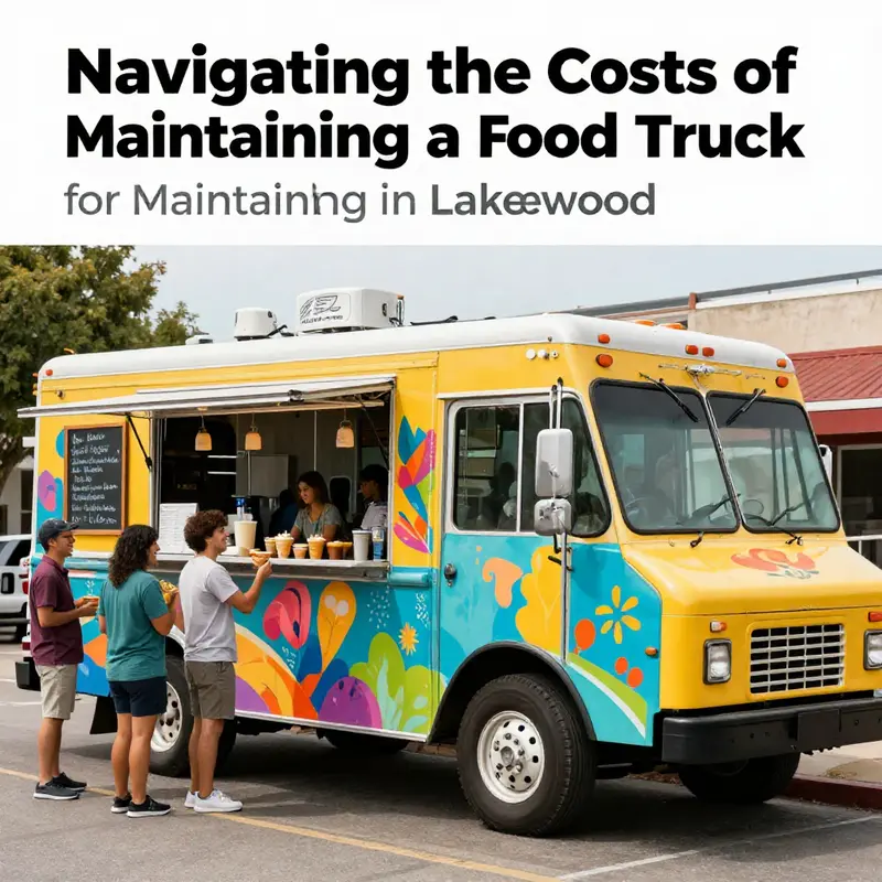 A food truck bustling with customers, symbolizing the monthly costs associated with running such a popular business.