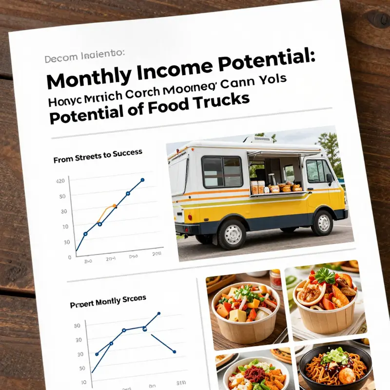 A bustling food truck scene highlighting the daily earnings potential.