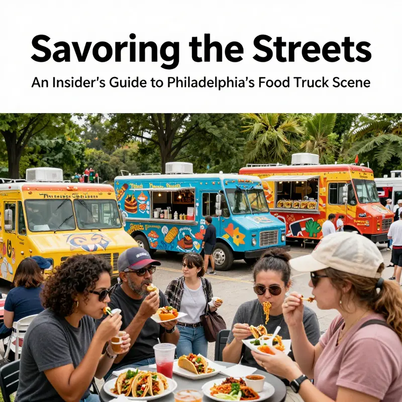 A vibrant range of food trucks serving diverse cuisines in Philadelphia, showcasing the city’s culinary offerings.