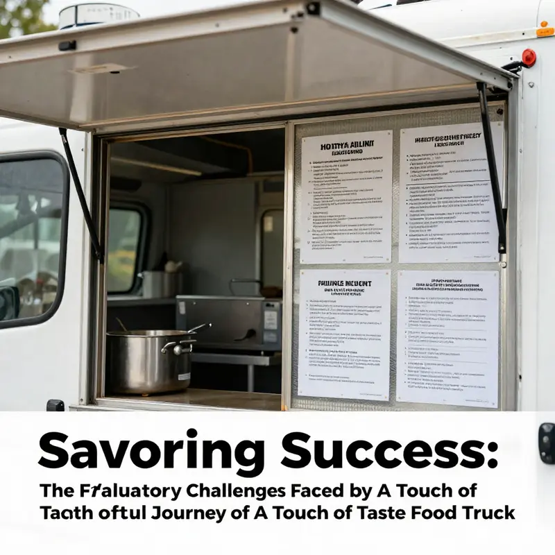 A bustling scene outside A Touch of Taste Food Truck with the owner serving happy customers.