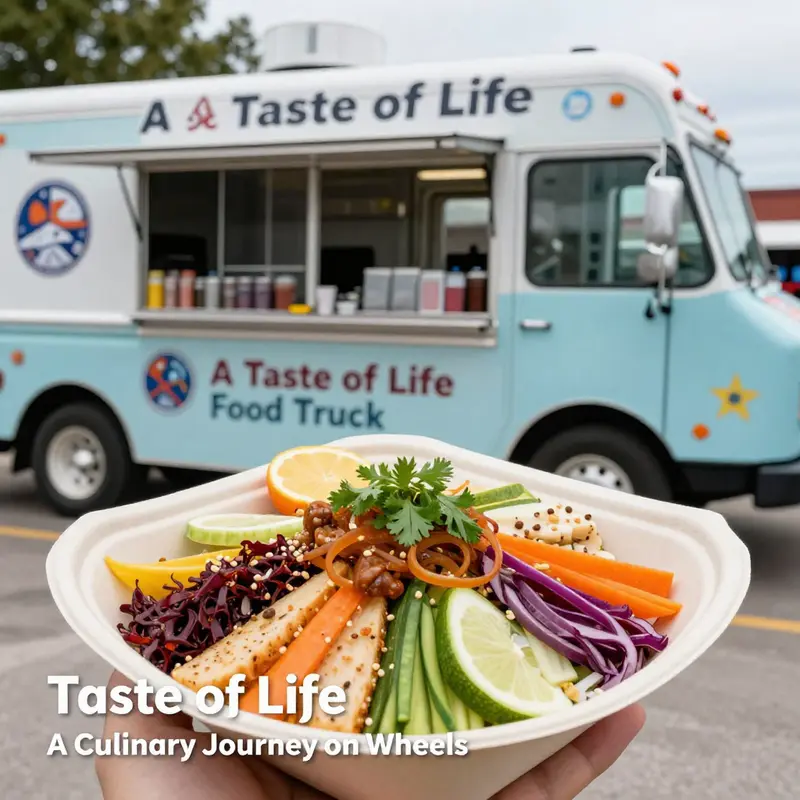A close-up of a flavorful dish from A Taste of Life Food Truck, showcasing fresh ingredients and artistic presentation.