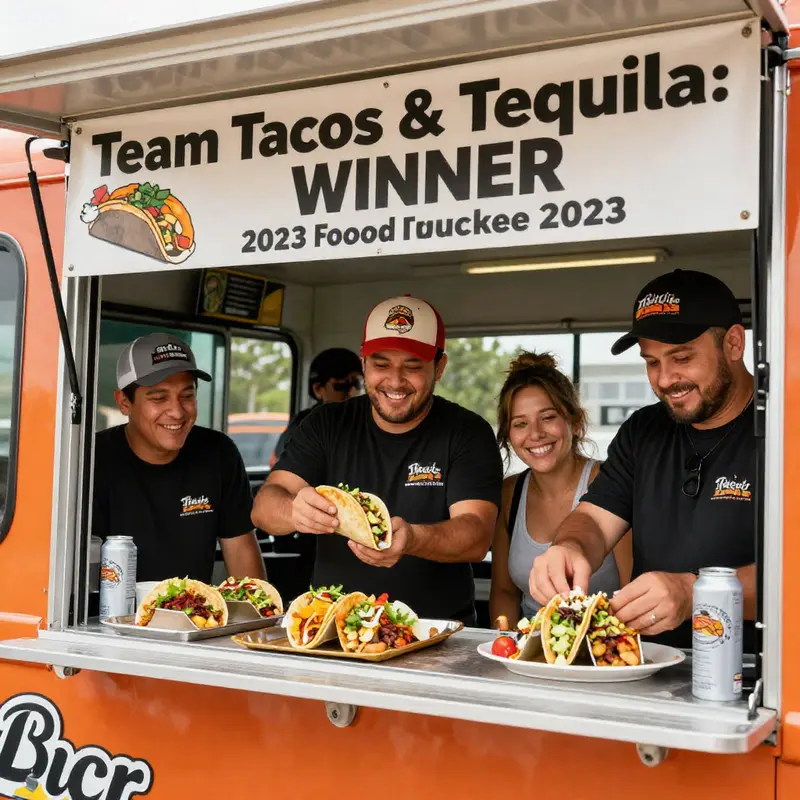 A lively food truck festival in Lakewood where food lovers celebrate diverse culinary offerings.