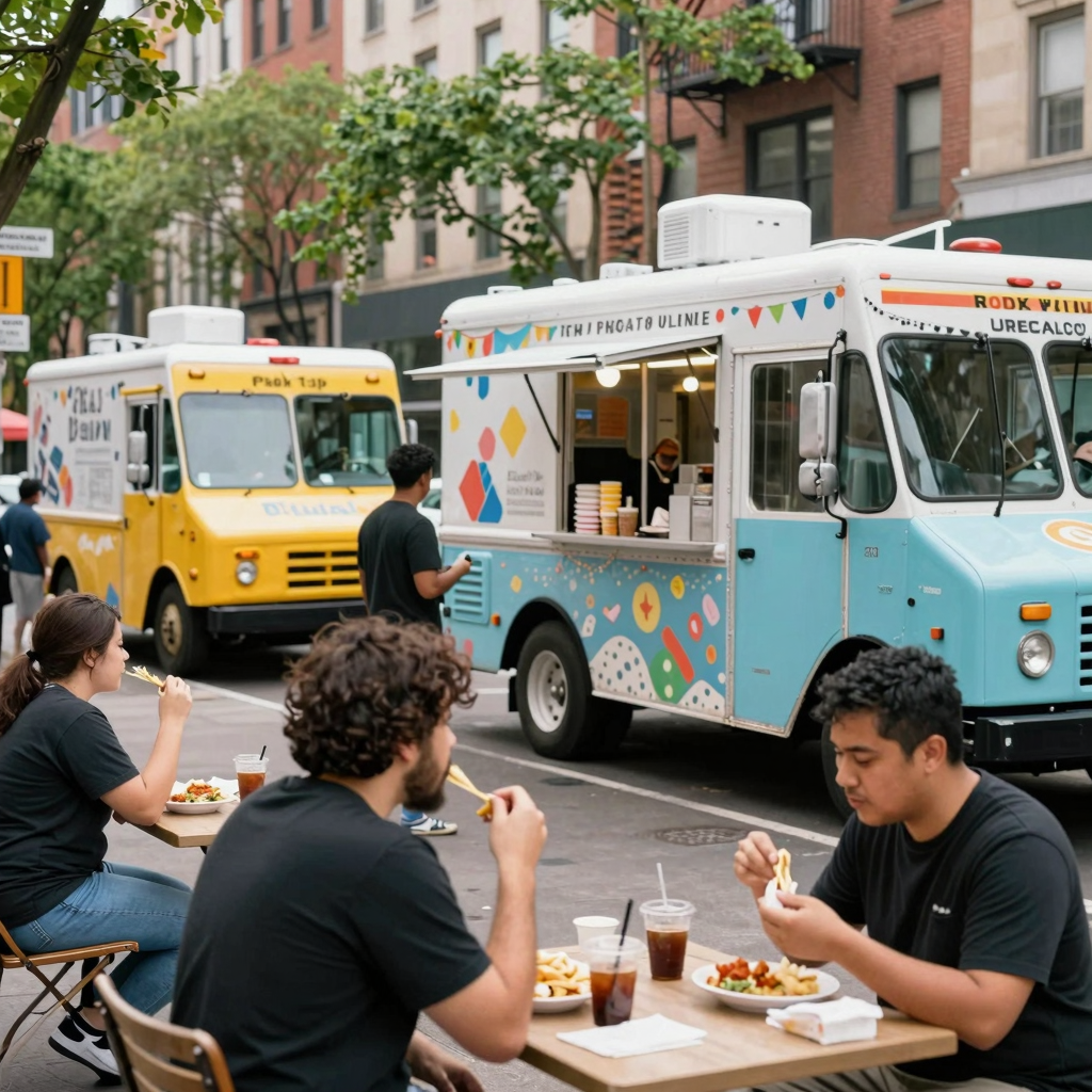 Food truck scene in NYC