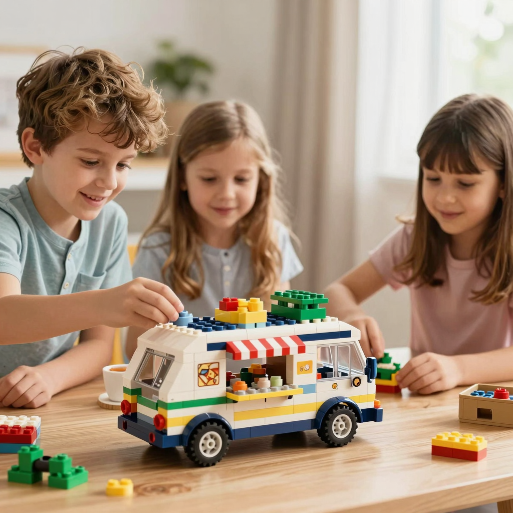 Kids Building LEGO Food Trucks
