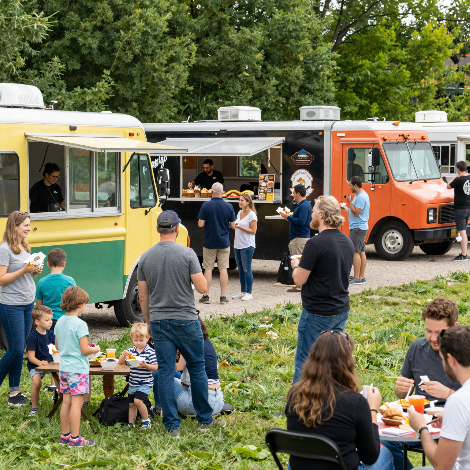 A vibrant food truck scene