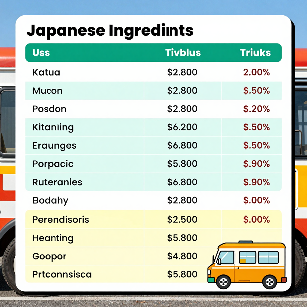 Japanese Ingredients Table