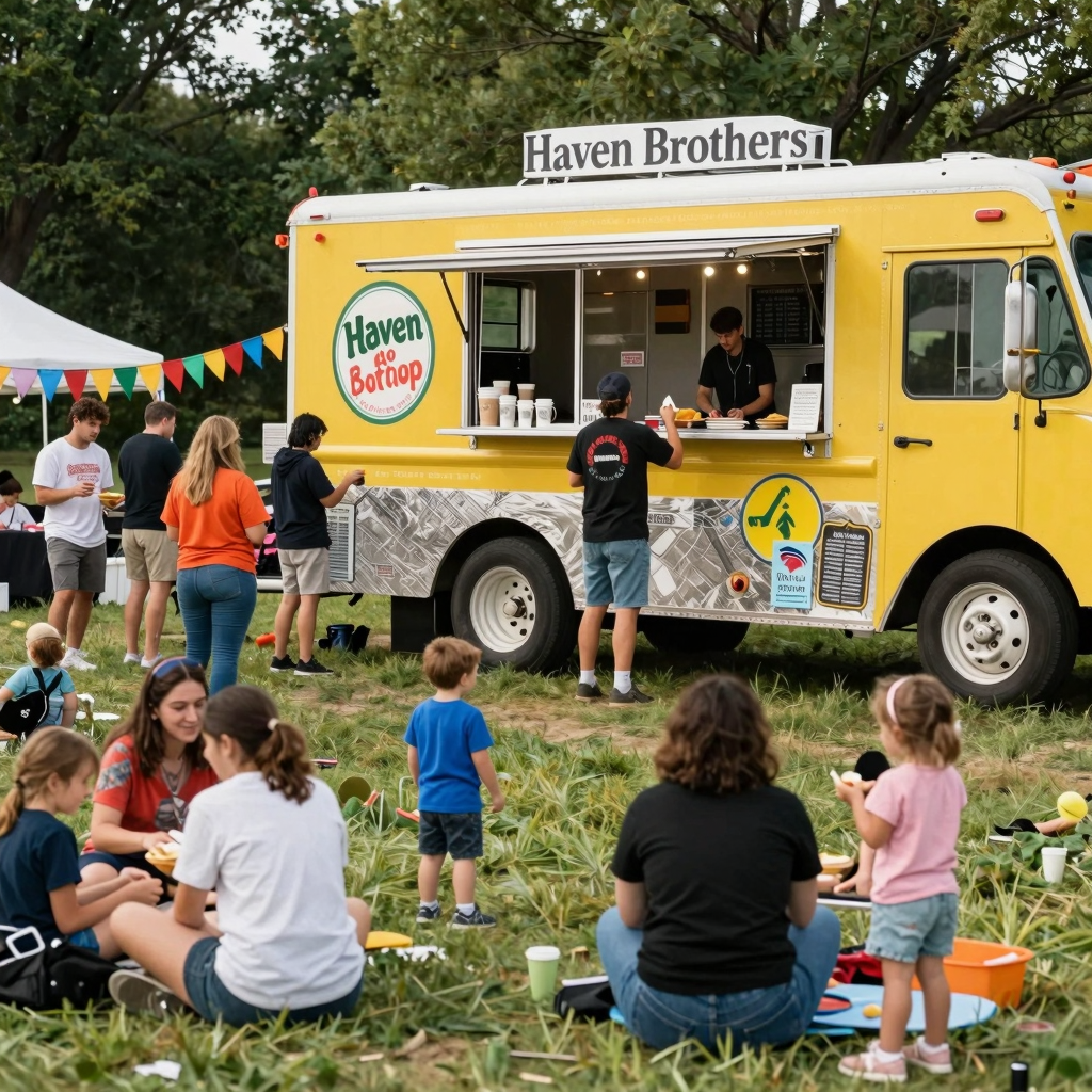 Community event featuring Haven Brothers food truck