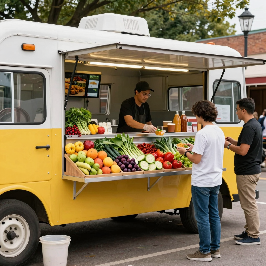 A vibrant food truck filled with fresh ingredients