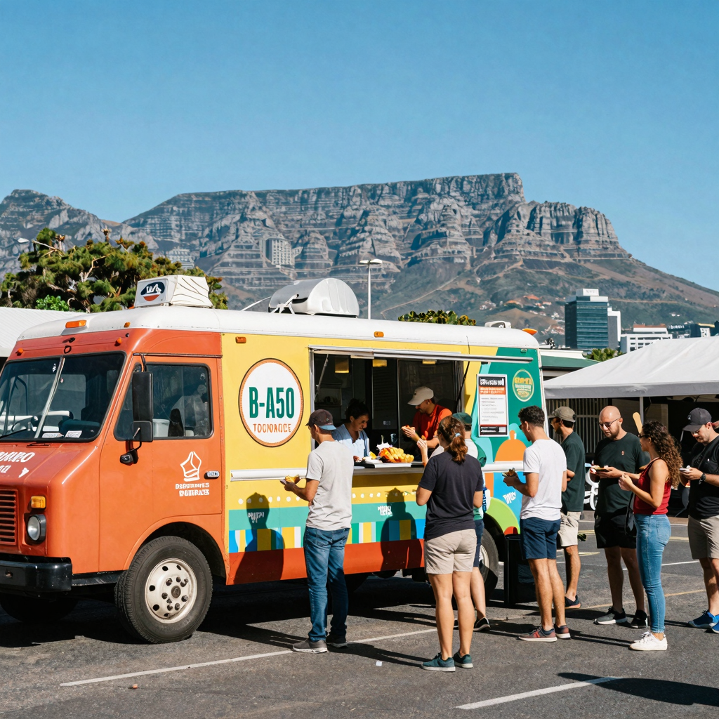A vibrant image of a food truck in Cape Town