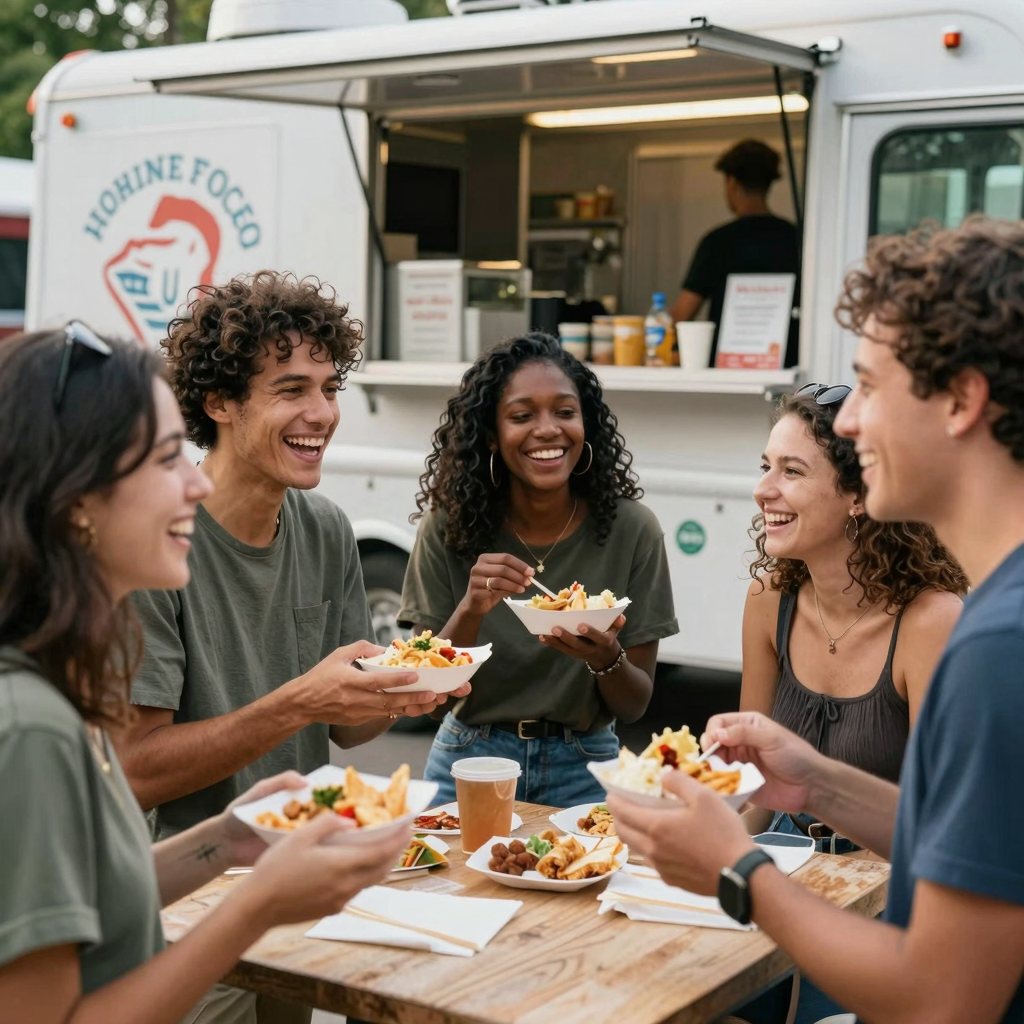Happy Food Truck Customers