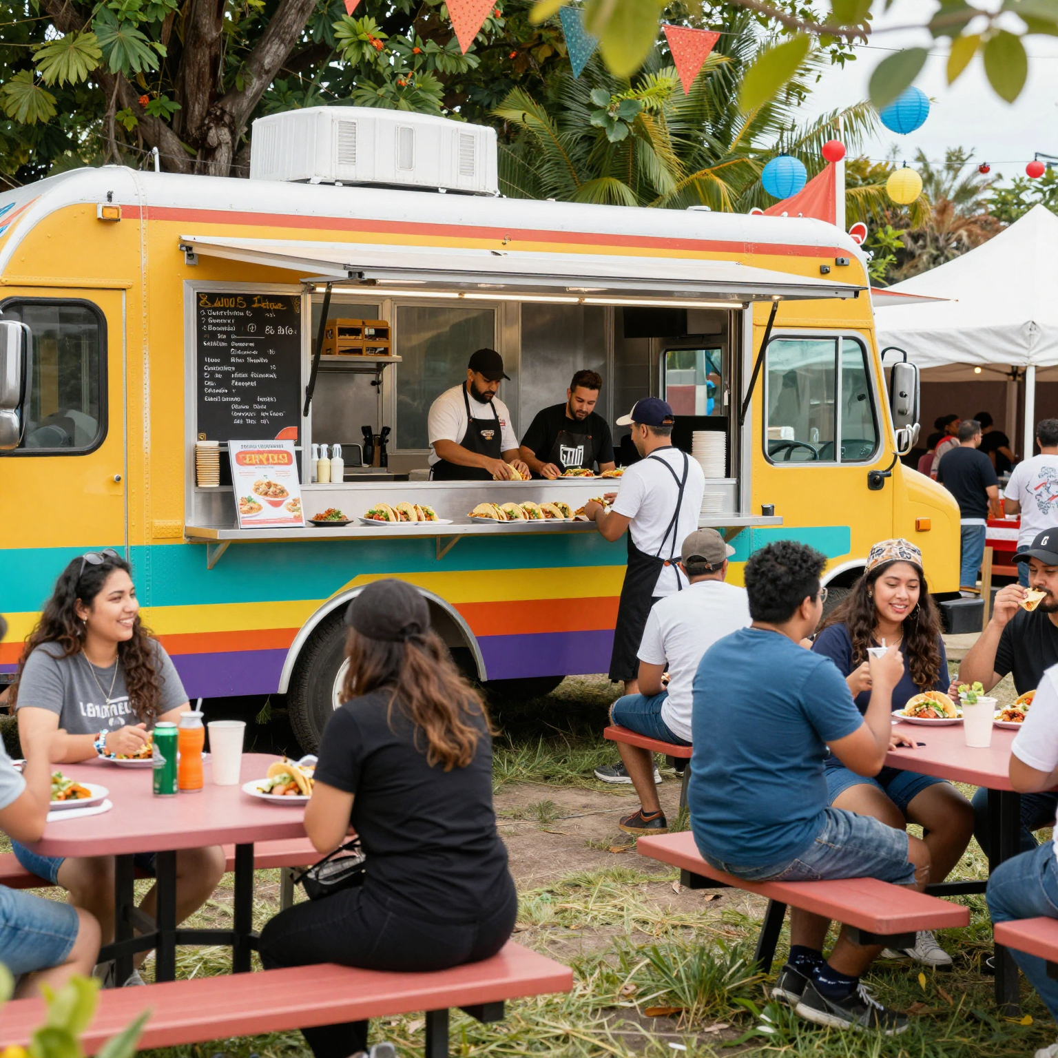 Vibrant Atmosphere of Taco Food Truck