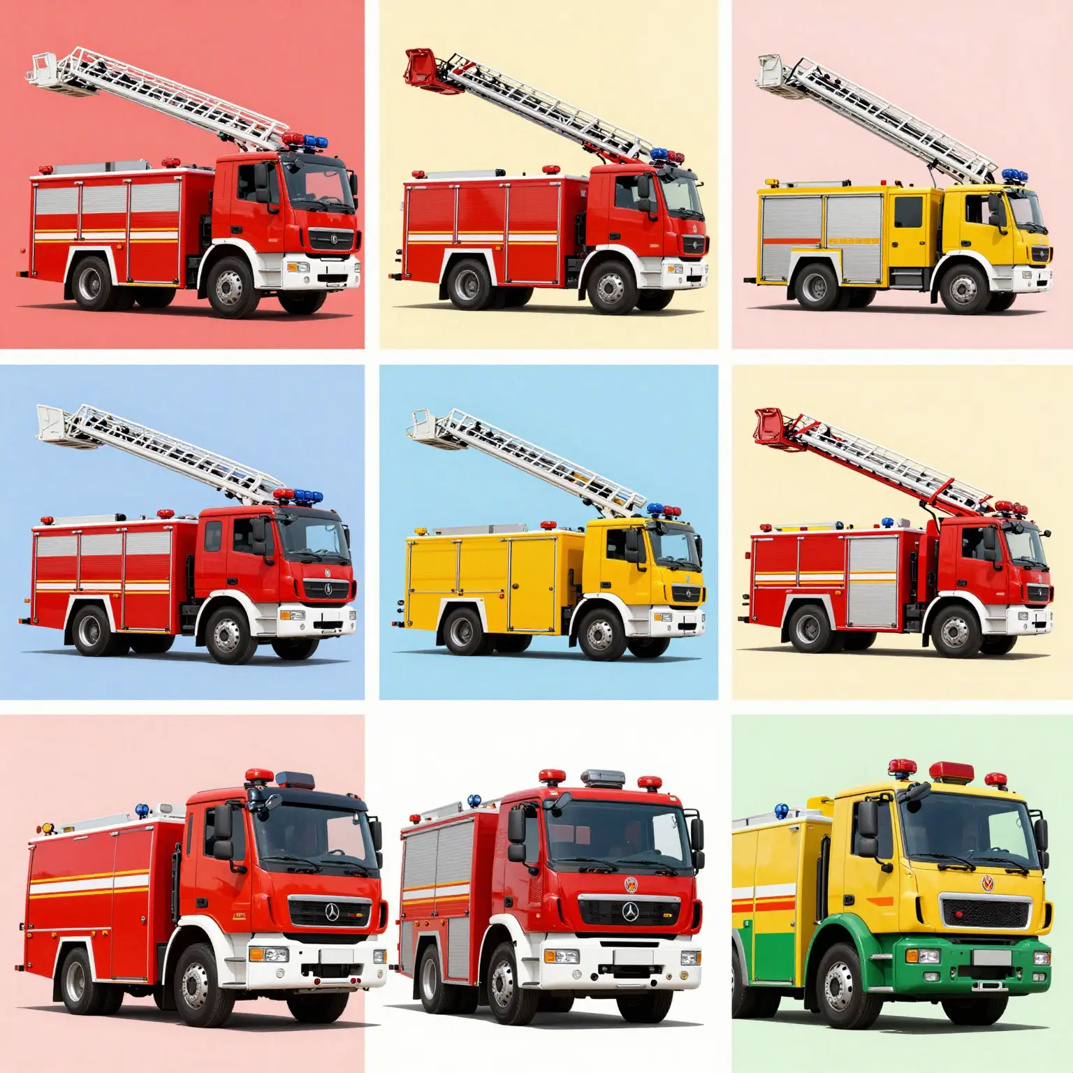 Colored Fire Ladder Truck