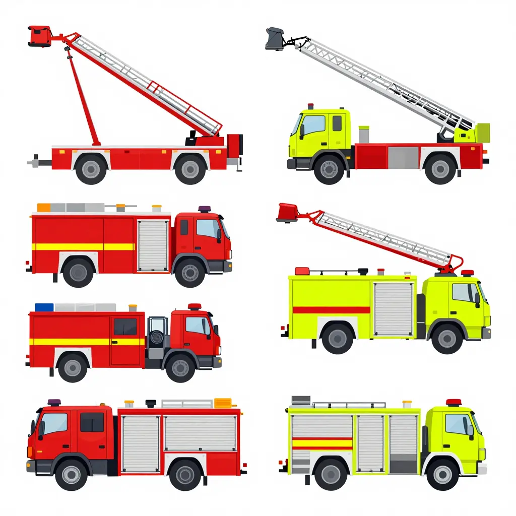 Coloring Fire Ladder Trucks