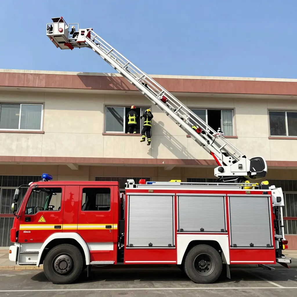 Fire Ladder Truck in Action