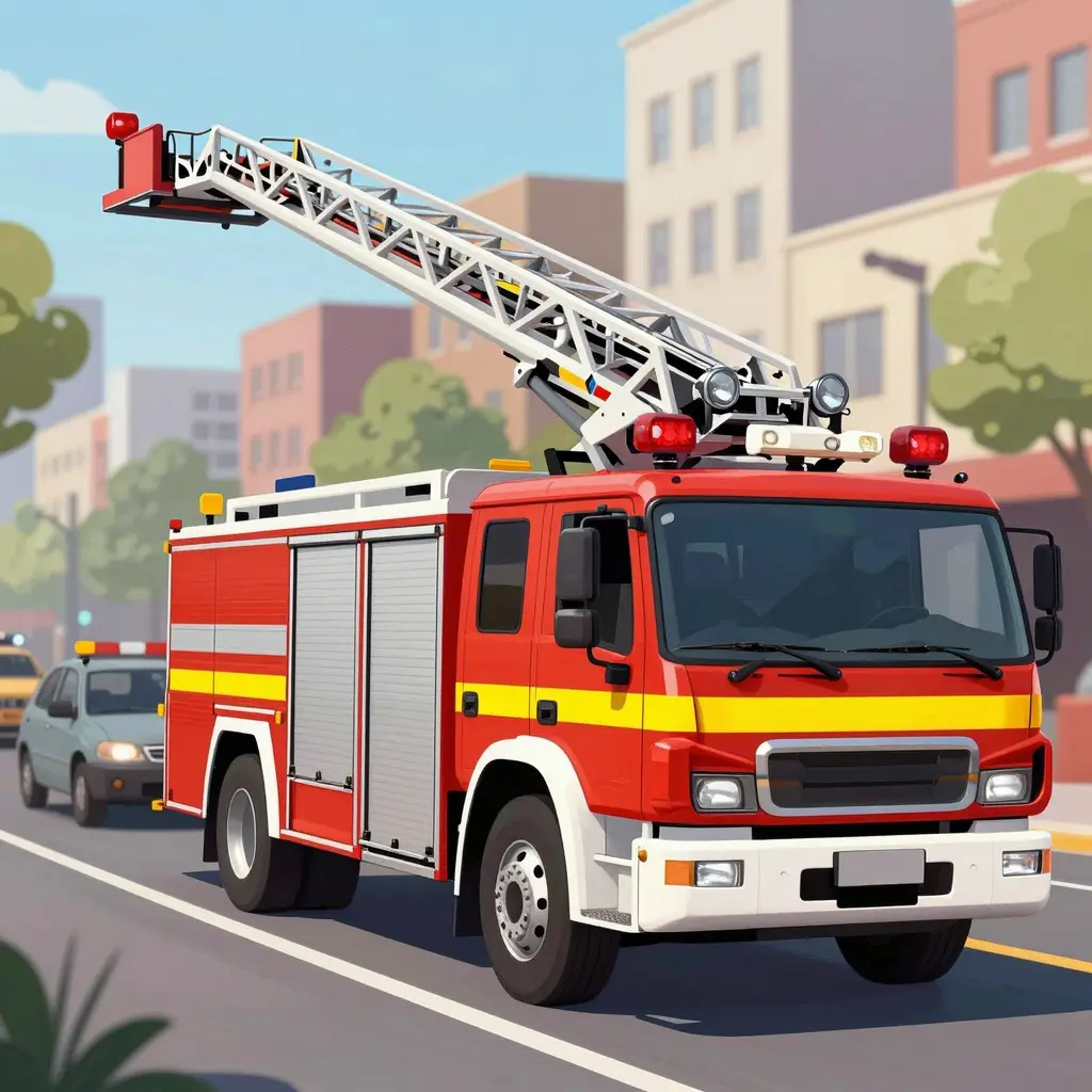 Fire Ladder Truck in Emergency Response