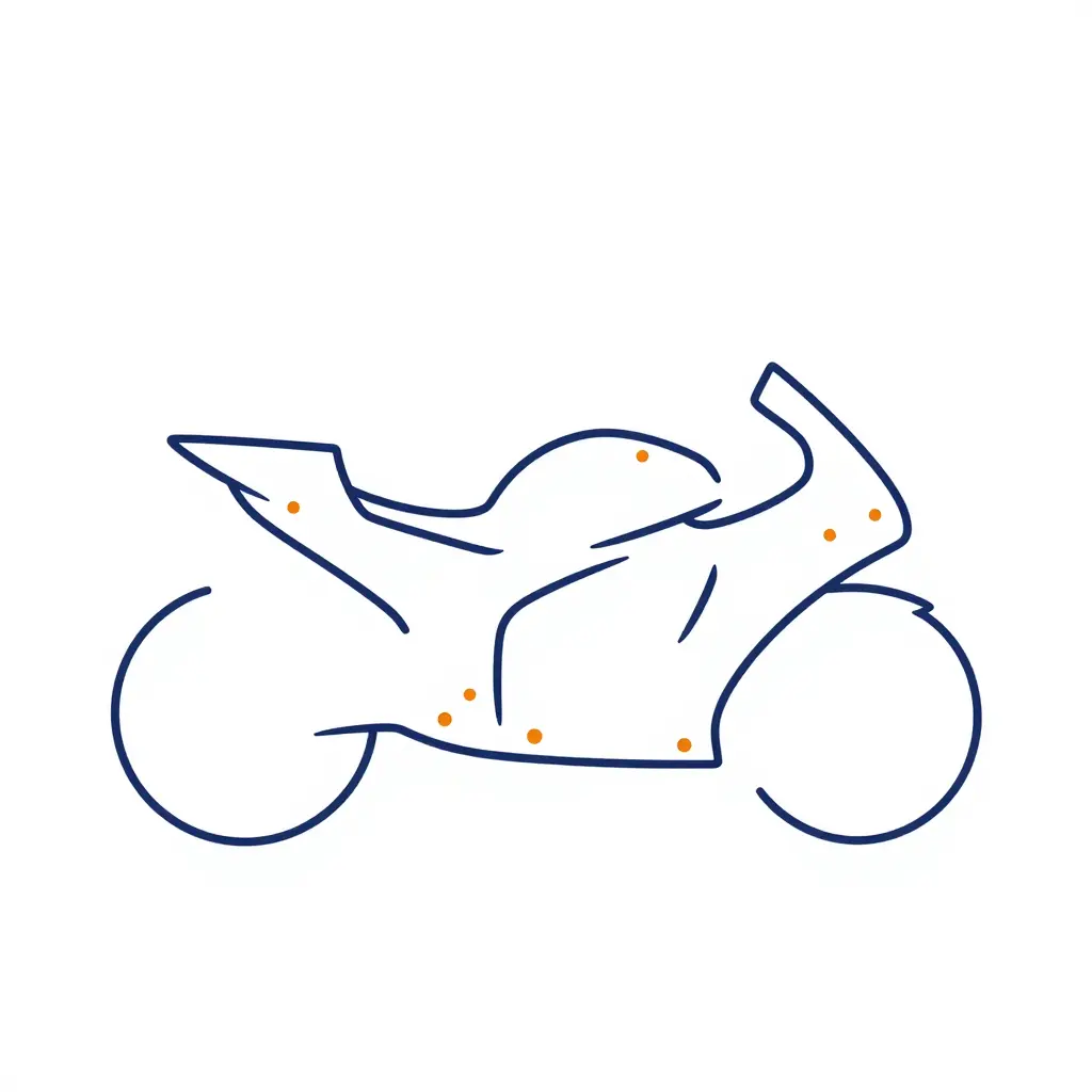 Side-by-side schematic of a motorcycle showing aligned fairing mounting points on the left and a shifted mounting point producing a visible fitment gap on the right